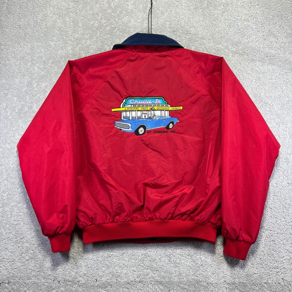 VINTAGE Tri-Mountain Jacket M Red Fleece Lined Bomber 67 Camaro RS Embroidered‎
